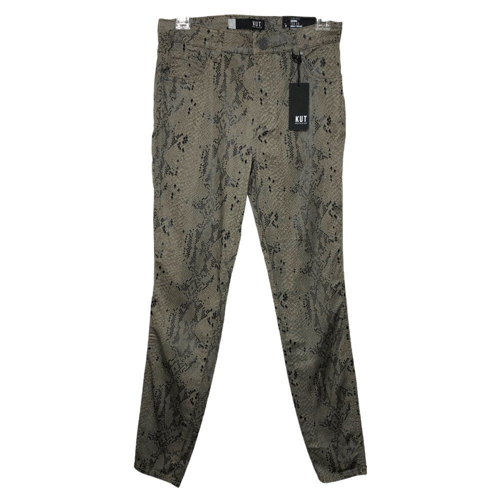 Nwt - KUT FROM THE KLOTH Donna High-Rise Fab Ab Snakeskin Ankle Pants - Size 2